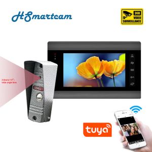 Intercom Tuya App Home 7 Zoll Wireless WiFi Smart IP -Video -Türklingel -Intercom -System 1xtouch Screen Monitor mit Tür Telefon IR -Kamera