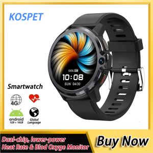 Bileklikler Kospet Akıllı Saat Moda Yuvarlak Ekran Düşük Tüketim Bluetooth Sport Sağlık İzleme Erkekler Akıllı Saat 1GB 16GB Android