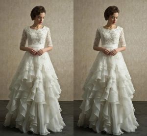 Платья свадебные платья с рукавами - форма с полу рукава свадебное платье кружев