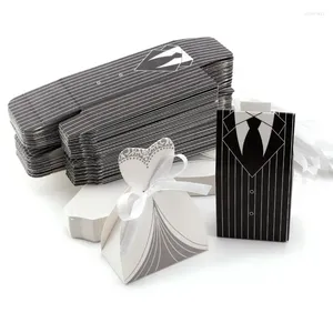 Gift Wrap 50/100pcs Bride And Groom Candy Box Wedding Favor Gifts DIY Sweet Bags With Ribbon Decoration Souvenirs Party Supply