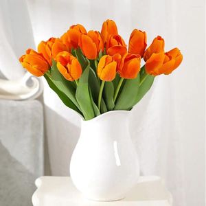 Decorative Flowers 35cm Silk Tulip Flower Artificial Bouquet Fake For Wedding Ceremony Decor Home Garden