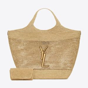 Top -Qualität Raffias Strohgewebe einkaufte Designer -Einkaufstasche für Frau Icare große Kapazität Häkelhandtaschen Clutch Schulter Beach Bags Lady Shop Weekender Reisen