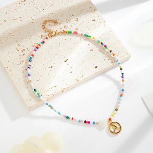 Girocollo zclcdsel perle colorate collana iniziale per donne pesca gradata cardiaca fatte a mano boho lettere ciondolo