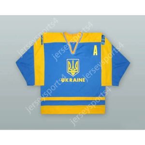 GDSIR Custom Vadim Shakhraychuk 10 Ukraina National Team Blue Hockey Jersey New Top ED S-M-L-XL-XXL-3XL-4XL-5XL-6XL
