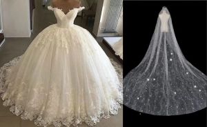 Dresses Vintage Vestidos De Novia Casamento 2020 Ball Gown Wedding Dress Lace Applique Off the Shoulder Short Sleeve Bridal Gowns Robe De