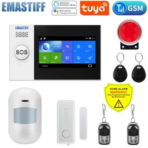 Kits W4B Tuya Wireless Home WiFi GSM Hem Security With Motion Detector Sensor Burglar Alarm System App Control Support Alexa