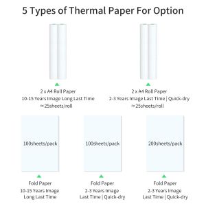 Papel a4 dobra papel térmico compatível com peripagem A40 Impressora térmica Quickdry Perfeito para impressão da página da web de arquivos PDF