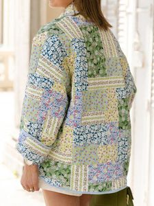 여성용 재킷 여성 농작물 농작물 재킷 플로럴 프린트 가벼운 짧은 패딩 스탠드 콜라이트 퀼트 코트 오픈 프론트 카디건 아웃웨어