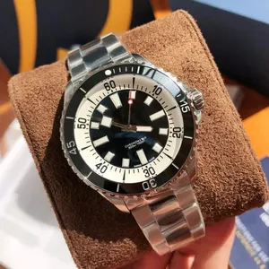 U1 Top Breteiling Super Ocean Series Men Watchs Automatyczne mechaniczne okrągłe zielone zielone ceramiczne pierścień gumowy pasek ze stali nierdzewnej Sapphire Szklane zegar na rękę