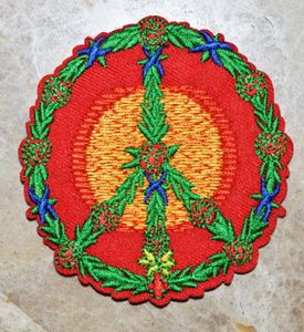 Sun PEACE grass flower biker Iron On Patches sew on patchAppliques Made of Cloth100 Quality4146601