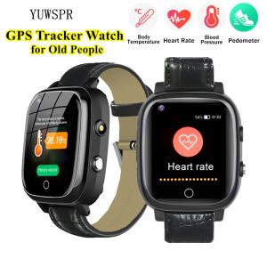 Uhren ältere Menschen Tracker Smart Watches Körpertemperatur EKG PPG Überwachung 4G Videoanruf WiFi GPS Standort Taschenlampe für alte Menschen T5s