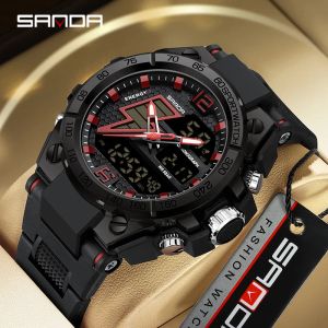 Watches Sanda 2023 Top Brand Outdoor Sport Man Electronic Watches Luxury Military Led Digital Quartz Wristwatch 5atm Watertproof Alarm