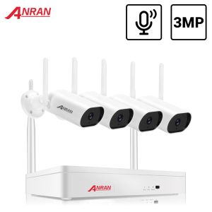 Sistem Anran 3MP Kablosuz Gözetim Kamerası Sistem Su Geçirmez CCTV Sistem Video Gözetim Kiti Ses Ses Kamera Gece Görme NVR SET