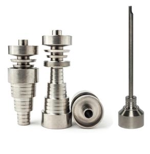 6 in 1 Universal Domeless 10mm 14 mm 18 mm männliche weibliche Dab Nagel Ti Nails Titanium Kohlenhydrate für Glaswasser Bongs3951543