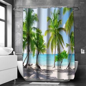 Tende da doccia estate spiaggia di cocco alberi da bagno tende paesaggistica impermeabile con 12 ganci dimo di casa