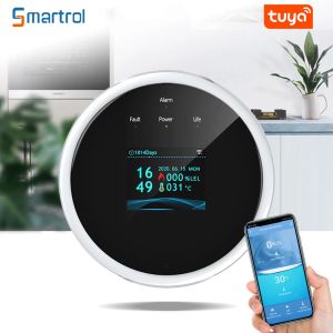 Detektor Smartrol Gas Natural Alarm czujnik Tuya Smart Wi -Fi Alarmy gazowe gazowe Detektor wycieku gazu z wyświetlaczem LCD dla Smart Life App