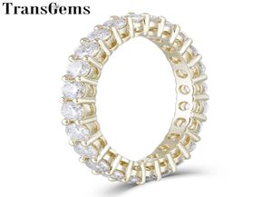 Transgems 10K Yelllow Gold Eternity Wedding Band for Women 25mm Moissanite FカラーアニバーサリーゴールドリングウェディングギフトY190612035921681