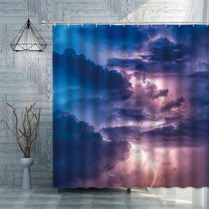 Shower Curtains Universe Star Sky Curtain Sets Night Landscape Bathroom Polyester Fabric Blackout Home Decor Screen With Hooks