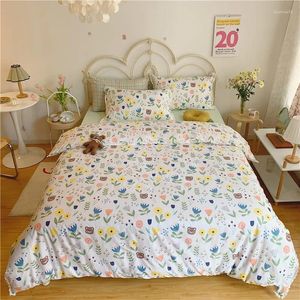 Sängkläder set amerikansk blommig uppsättning för hem söt blick tjej säng qulit sängkläder täcke platt