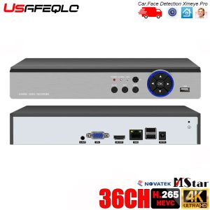 Gravador USAFEQLO METAL CASE 36CH Detecção de face H.265 ++ NVR HDMI VGA 4K 5M NVR CCTV NVR para câmera IP Sistema de segurança ONVIF 3G 4G WiFi
