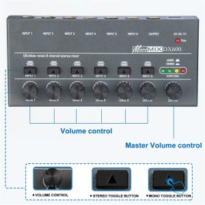 Stand DX600 Audio Interface 6 8 Channel Stereo Headphone Amplifier Ultra LowNoise Sound Mixer Recording Studio Monitor for Guitar