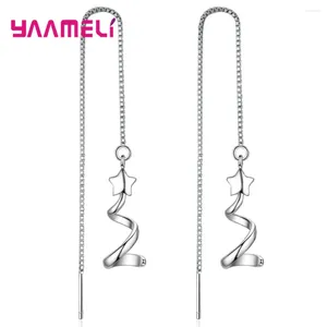 Dangle Earrings Latest Fashion 925 Sterling Silver Long Line For Women Girls Unique Geometric Wave Shape Star Pendant Jewelry Ornaments