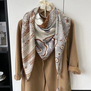 Зимний шарф женщин роскошный бренд шелк кашавый шарф Scanto Amity Square Scarf Pashmina Shaw