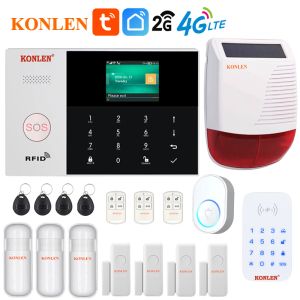 Kits Tuya Smart Life WIFI GSM Alarm Systems 4G 3G 2G Secuity Home House Anti Theft Control Panel Wireless Wired Door Motion Sensor