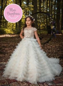 Dresses Cute New Lace Flower Girl Dresses for Weddings Tulle Ball Gowns Baby Girl Communion Dresses Children Kids Pageant Party Gowns
