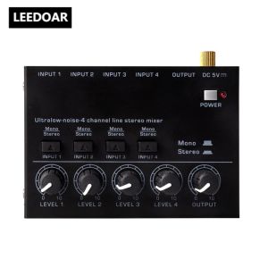 Ausrüstung Leedoar 4 Kanal Audio Mixer Mini Low Noise Sound Mixer Ultra Compact Professional Sound Mixer Audio Mixer Stereo RCA Ausgang