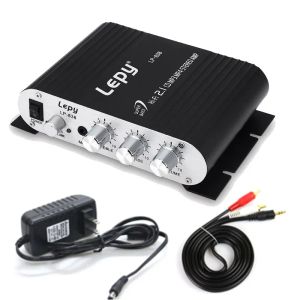 Amplificador com 12v3a Power+Audio Cable Lepy LP838 Mini Digital HiFi Car Power Amplificador 2.1CH Subwoofer Digital Bass Player Audio Player