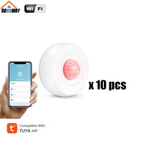 Detector 110pc Tuya Smart Life WiFi 2.4G Smart PIR PIR Detector Motion Sensor App Control Work com 2pcs aaa bateria