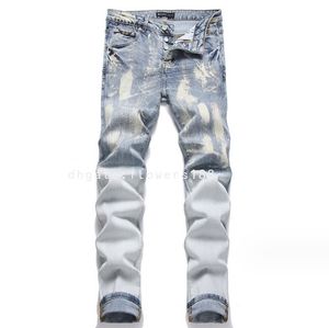 Mäns jeans Ny trendig blå färg bläckstråle matt blyerts elastiska mager mäns jeans trendiga koreanska jeans för kvinnor lila varumärke mäns jeans