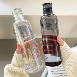 Wasserflaschen Plastik Sportflasche große Kapazität Leckdurchgut mit Zeitmarke kreativer Herbst