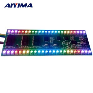 Amplificador Aiyima 5V RGB LED Nível de áudio Indicador Vu Meter Canal Dual 24 mp3 PC Spectrum Music Spectrum DIY MCU Display ajustável
