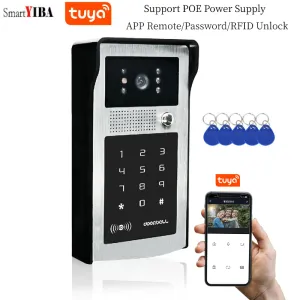 Intercom SMARTYIBA TUYA SMART Wi -FI/IP HD WIDEO DOOD ZAPODAJĄCE TELEFONOWY POE Switch 1080p bezprzewodowy film Hasło RFID RFID Odblokowanie drzwi doorki odblokowania