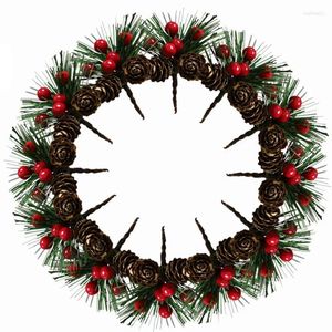 Decorative Flowers JFBL 50Pcs Mini Simulation Christmas Pine Picks Stems Artificial Creative Needle Berry Plant For Xmas Party Home Decor