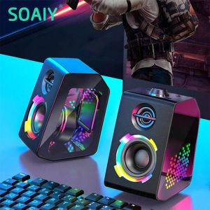 Speakers Computer Speakers For PC Desktop Computer Laptop with Subwoofer LED Colorful Lighting Home Theater System USB Wired SoundBox