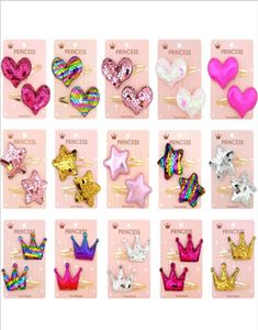 Childrens Hair Clips Girls 2019 Fashion Pretty Sequins Star Heart Design Princess Barrettes Kids Cute Party HairPins2533122