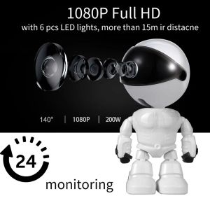 Monitora a câmera do bebê 1080p HD sem fio Smart Baby Monitor Wi -Fi IP Robot Câmera de áudio Video Record Surveillance Home Security