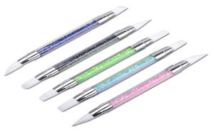 5st Doubleheaded Super Soft Silicone Nails Doting Tool Acrylic Nail Brush Rhinestone Pen for Manicure Design NAB0143766478