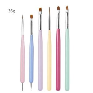 2024 6Pcs Nail Art Brush Design Tip Painting Drawing Carving Dotting Pen Acrylic Gel UV Polish Tool Manicure - for Nail Art Brush Set