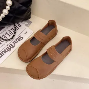 Buty zwykłe retro miękki podeszwa dla kobiet komfort skórzany styl etniczny Mary Jane Flats Middle Mamma Oficjalna mujer