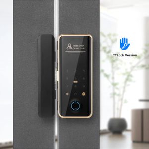 Lock Ttlock App Lock Door Fingerprint Smart Electronic Digital Aluminum Hook Frameless Frame Glass Lock With Doorbell