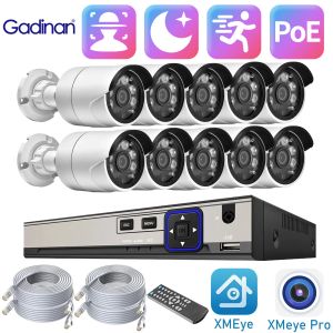 System Gadinan 10CH 5MP POE HD IP Camera System P2P Face Detection NVR Kit Motion Detection CCTV Audio Security Video Surveillance Set