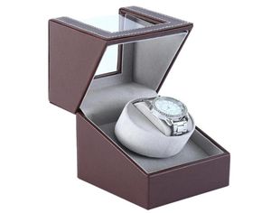 Automatic Single Watch Winder for Automatic watches with Super Quiet Motor in Hard Shell and Black Coffee Color PU Leather Box DUA6841266