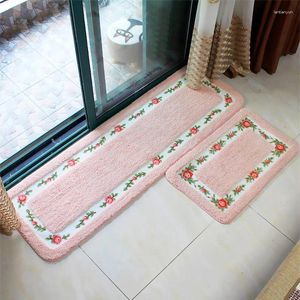 Halılar Pastoral Banyo Mat Tuvalet Halı Çiçek Desen Mutfak Halı Halı Yıkanabilir Çok Boyutlu Antislip Kapatma Duş Odası Zemin Pedi Dekor