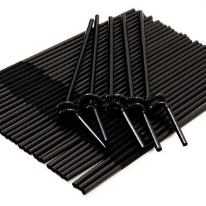 Disposable Cups Straws 100PC Black Rietjes Plastic 26cm Long Drinking Flexible For Banquet Bar Drinks Party Accessories