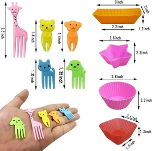 Forks Obst Snack Silicon Kinder Schachtel Mittagessen Cartoon Picks Teilen Mini Tier Dessert Kuchen süß