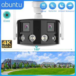 Cameras 8mp 4k Ip Camera Wifi Outdoor 180° Wide View Angle Panoramic Dual Lens Surveillance Camera Humanoid Detect 4mp Security Camera